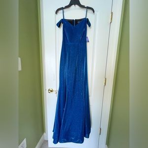 Gorgeous shimmery blue dress. Never worn, brand new condition. Tags still on.